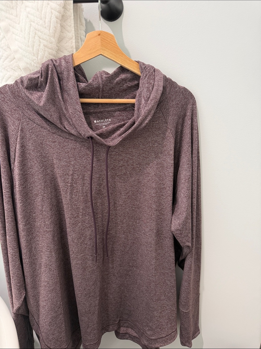 Athleta Heathered Plum Hooded Long-Sleeve Pullover
